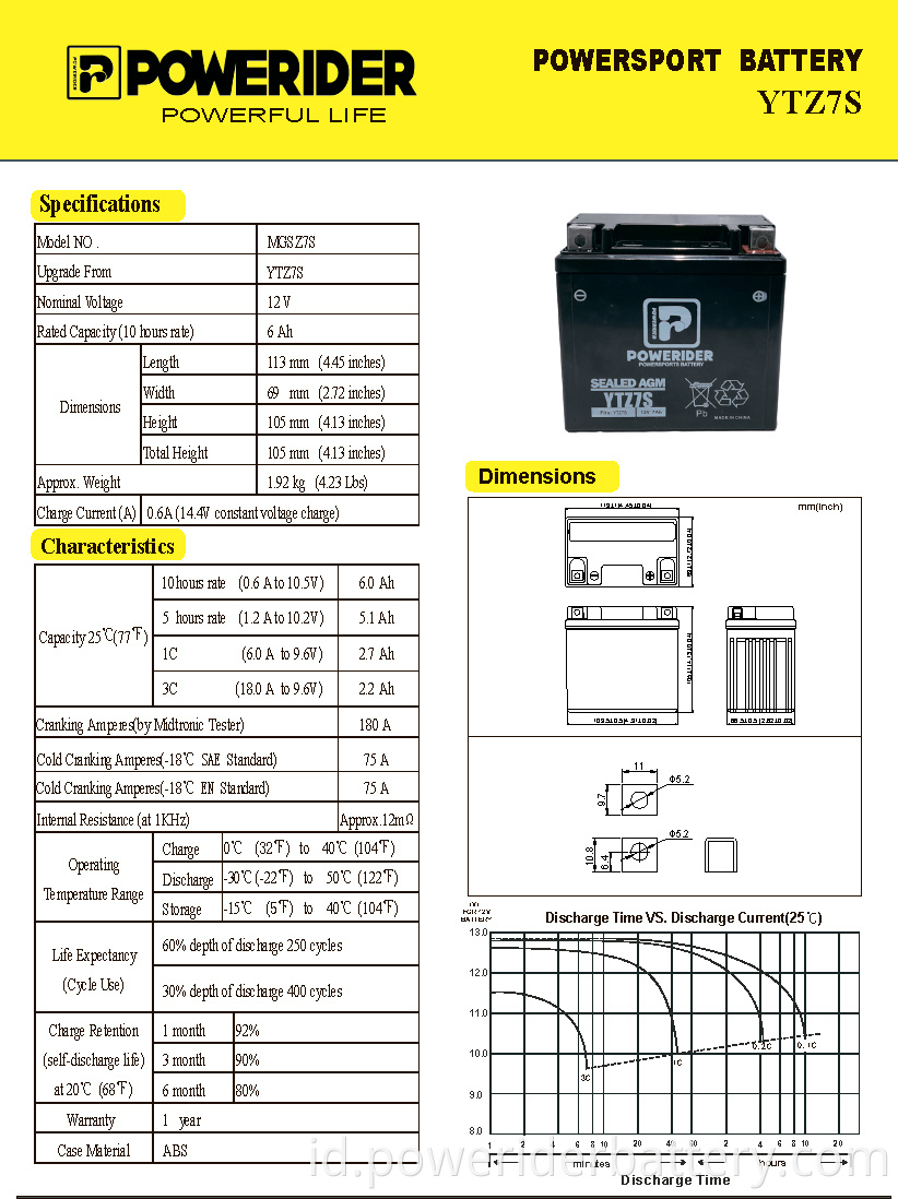 Baterai sepeda motor AGM Agm motorcycle battery
